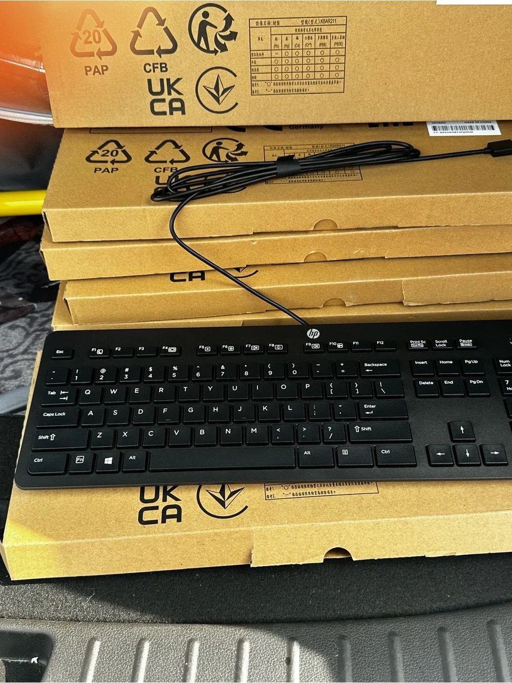 HP Black Wired USB Full-Size Keyboard with Numeric Keypad